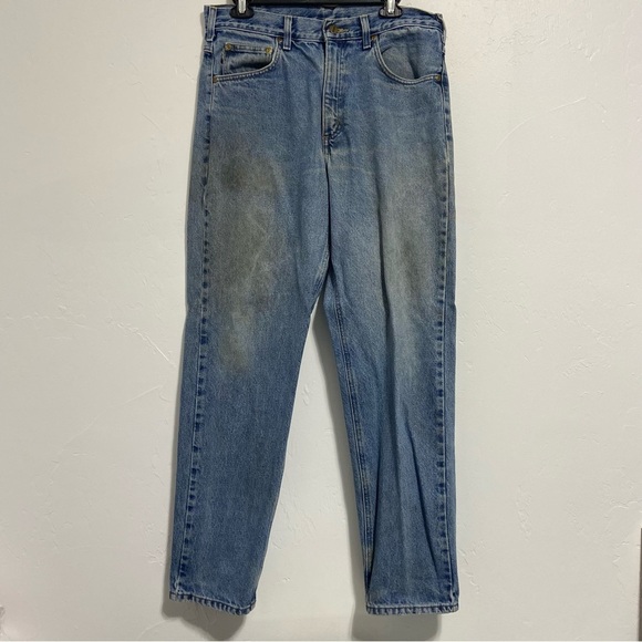 Carhartt Relaxed Fit Denim Work Jeans Heavily STAINED Men's 33x32 - Picture 1 of 10